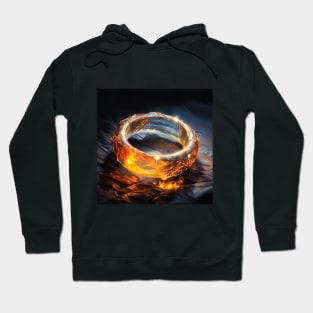 Golden fire ring on stone Hoodie